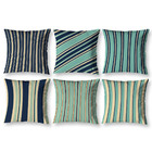 Kit 6 Almofadas Sala Quarto 40cm X 40cm Listras Azul