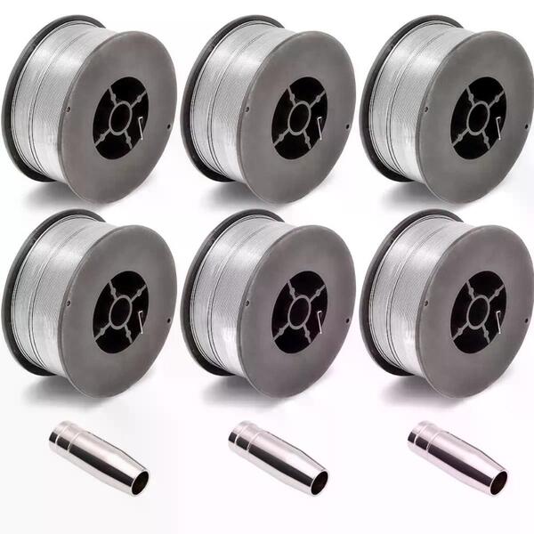 Kit - 6 Arames Mig Uso Sem Gás 0,8mm 1kg Brax + 3 Bocais 12mm