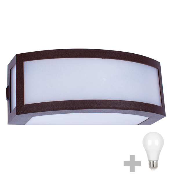 Kit 6 Arandela Finestra Grande Policarbonato Marrom + Led