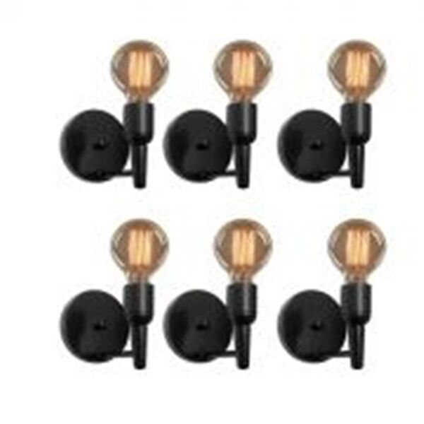 Kit/6 Arandela Retro Md-2028 Preto Suporte Para Lâmpada - Biv