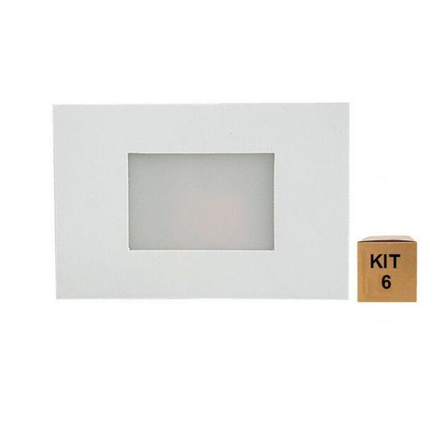 Kit 6 Balizador De Embutir Escada Parede 4x2 Branco Bivolt