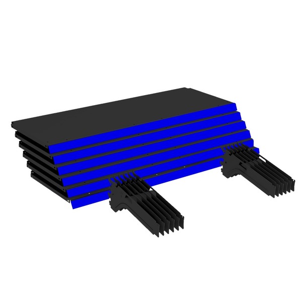 Kit 6 Bandejas Gondola Fit 40 Preto 6x 30x90 Pe Azul