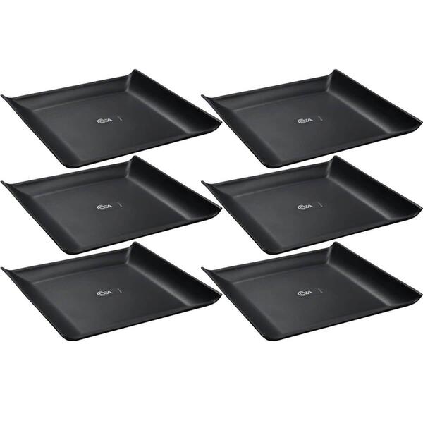 Kit 6 Bandejas Quadradas Preta 20,6cm Prato Cosy Petiscos Sa