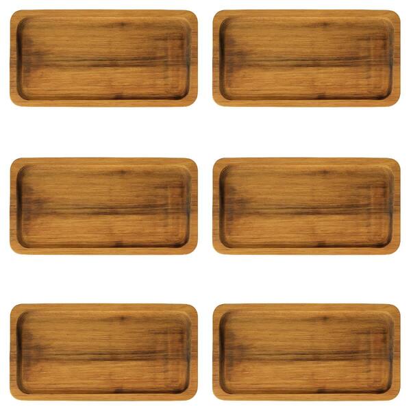 Kit 6 Bandejas Tábua Teca 20x10cm Petisqueira Bar Porção Ind
