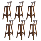 Kit 6 Banqueta Alta De Madeira Com Encosto Girafa Imbuia