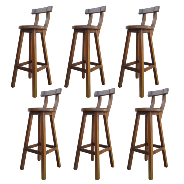 Kit 6 Banqueta Alta De Madeira Com Encosto Girafa Imbuia