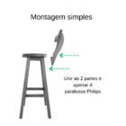 Kit 6 Banqueta Alta De Madeira Com Encosto Girafa Imbuia