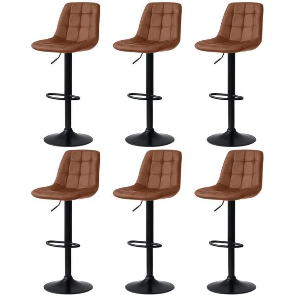 Kit 6 Banqueta Alta Elegance Estofada Com Base Giratória E Re