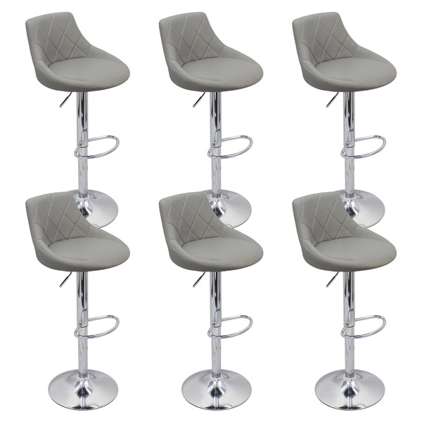 Kit 6 Banqueta Milano Carmel Estofada Giratória C/ Regulagem