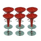 Kit 6 Banqueta Tulipa Lótus Cozinha Bar Base Giratória Vermel