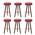 Kit 6 Banquetas Alex Suede Rose Pés Palito Bnn Decor