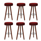 Kit 6 Banquetas Alex Suede Vermelho Pés Palito Bnn Decor