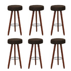 Kit 6 Banquetas Alex Veludo Marrom Pés Palito Bnn Decor