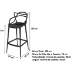 Kit 6 Banquetas Allegra Alta Master Preta Cozinha Americana B