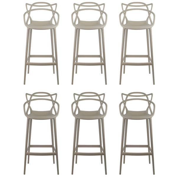 Kit 6 Banquetas Allegra Design Nude Sala De Jantar Cozinha Nu