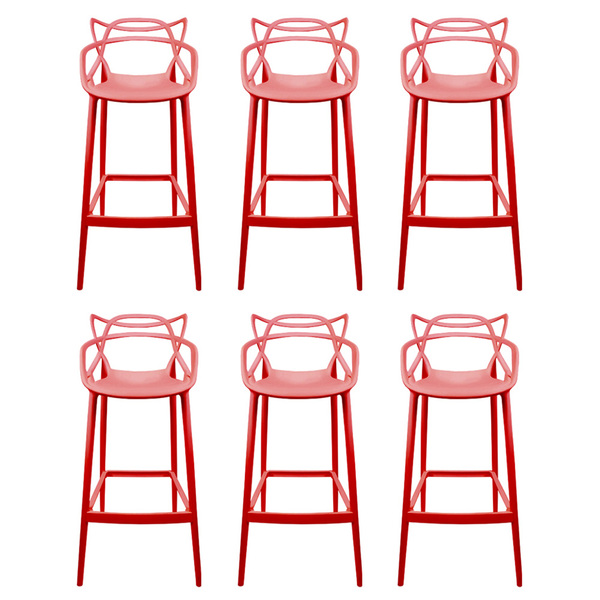 Kit 6 Banquetas Allegra Design Vermelho Sala De Jantar Cozinh