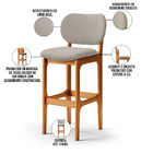 Kit 6 Banquetas Alta Bar Cozinha Sala Jantar Fixa Betta L02 I