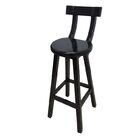 Kit 6 Banquetas Alta De Madeira Com Encosto Banco - Preto