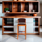 Kit 6 Banquetas Alta De Madeira Com Encosto Tecido Sintético