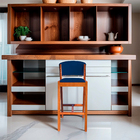 Kit 6 Banquetas Alta De Madeira Com Encosto Veludo Azul Ana I