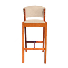 Kit 6 Banquetas Alta De Madeira Com Encosto Veludo Bege Ana I