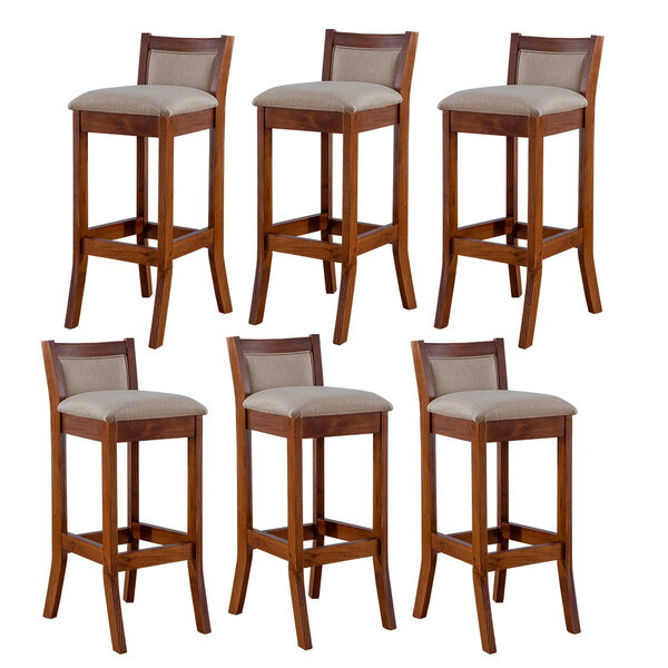 Kit 6 Banquetas Alta Estofada Lucca 36x93 Cm Bancada Bar Made