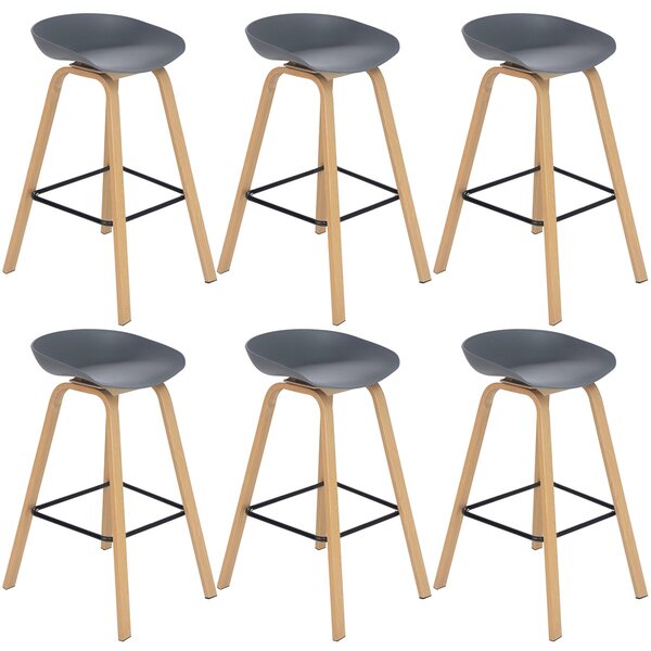 Kit 6 Banquetas Altas Bancada Cozinha Cassia Bd 76 Cm Cinza E