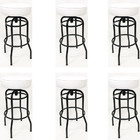 Kit 6 Banquetas Bar Altura 74cm Giratória Preta Assento Branco