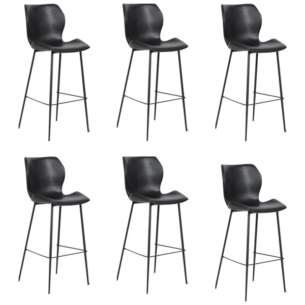 Kit 6 Banquetas Base Aço Fixa Naboo Pu Preto G56 - Gran Belo