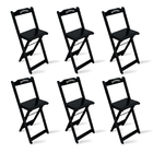 Kit 6 Banquetas Bistrô De Madeira Dobravel Jack Daniel's Preta