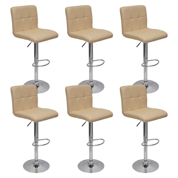 Kit 6 Banquetas Confort Gomos Estofada Couro Giratória C/ Reg