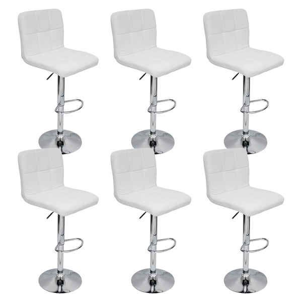 Kit 6 Banquetas Confort Gomos Estofada Couro Giratória C/ Reg