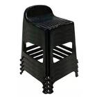 Kit 6 Banquetas De Plástico Banquinho Com Encosto Preto Empil