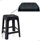 Kit 6 Banquetas De Plástico Preta Banquinho Empilhável