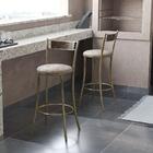 Kit 6 Banquetas Dourada Em Aço E Junco Pequim Bege Lunar - Co