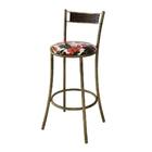 Kit 6 Banquetas Dourada Em Aço E Junco Pequim Floral Hibisco