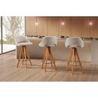 Kit 6 Banquetas Giratórias Estofadas Com Encosto Nicole Bege