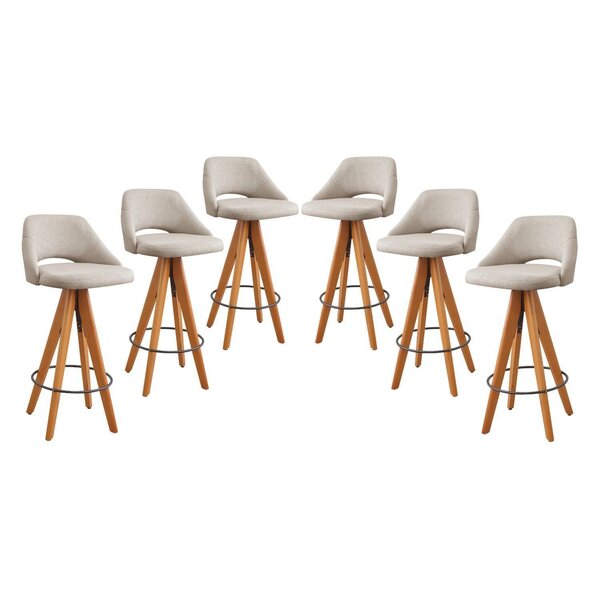 Kit 6 Banquetas Giratórias Estofadas Com Encosto Nicole Bege