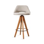 Kit 6 Banquetas Giratórias Estofadas Com Encosto Nicole Bege