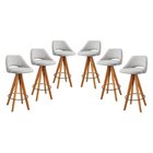 Kit 6 Banquetas Giratórias Estofadas Com Encosto Nicole Cinza