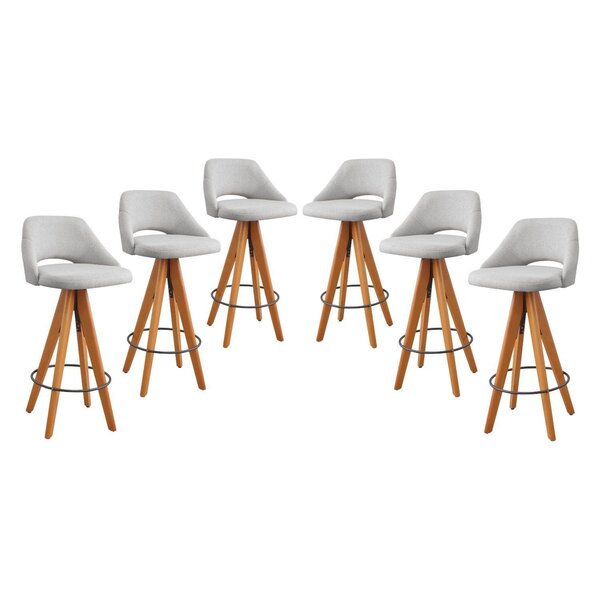 Kit 6 Banquetas Giratórias Estofadas Com Encosto Nicole Cinza