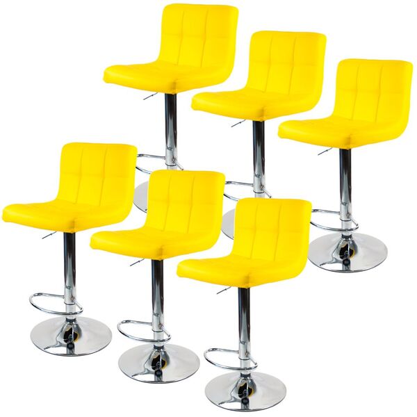 Kit 6 Banquetas Gomos Amarela Para Cozinha