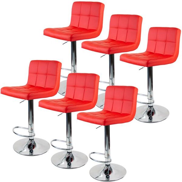 Kit 6 Banquetas Gomos Vermelha Para Cozinha