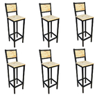 Kit 6 Banquetas Gourmet Industrial Preta 1,00m Com Assento E
