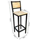 Kit 6 Banquetas Gourmet Industrial Preta 1,00m Com Assento E