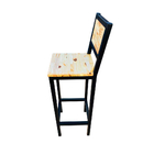 Kit 6 Banquetas Gourmet Industrial Preta 1,00m Com Assento E