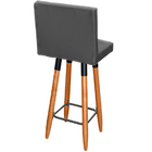 Kit 6 Banquetas Grace Alta Para Areá Gourmet Corino Preto Pé