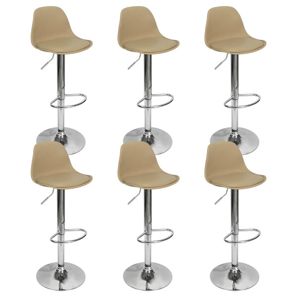 Kit 6 Banquetas Joly Luisa Eames Saarinen Base Giratória Crom