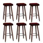 Kit 6 Banquetas Malbec Suede Bordo Pés Palito Bnn Decor