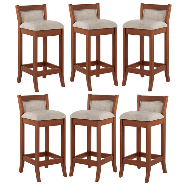 Kit 6 Banquetas Média Estofada Lucca 36x83cm Bancada Bar Balc